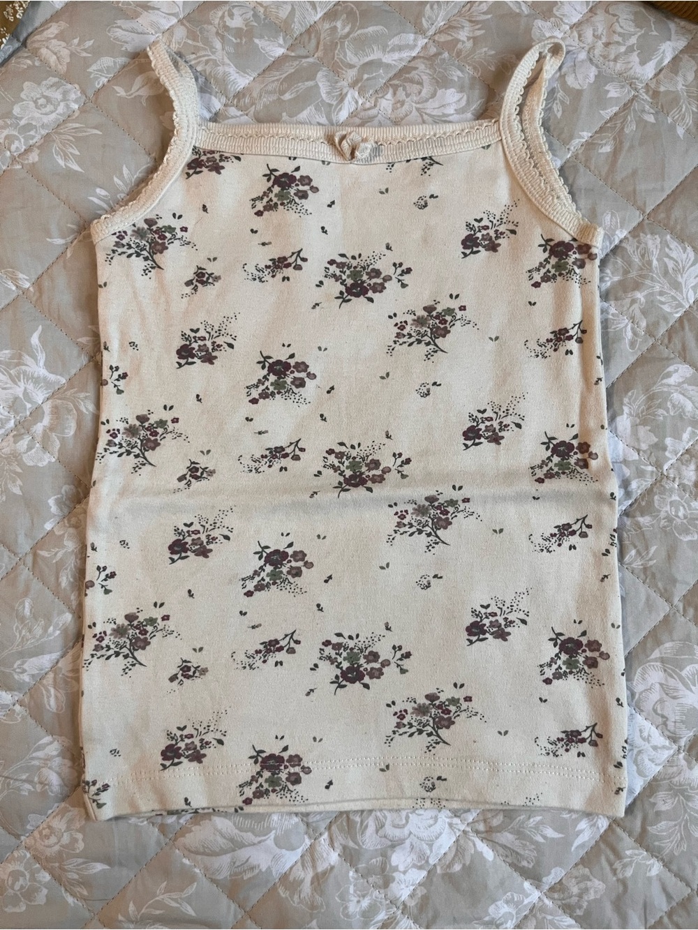 Jamie Kay Cream Floral Tank Top with Purple Flowers
